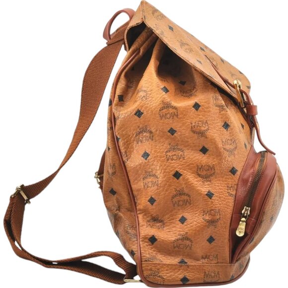 768312AV (V4) MCM Backpack Bag Visetos Brown PVC - Picture 4 of 12